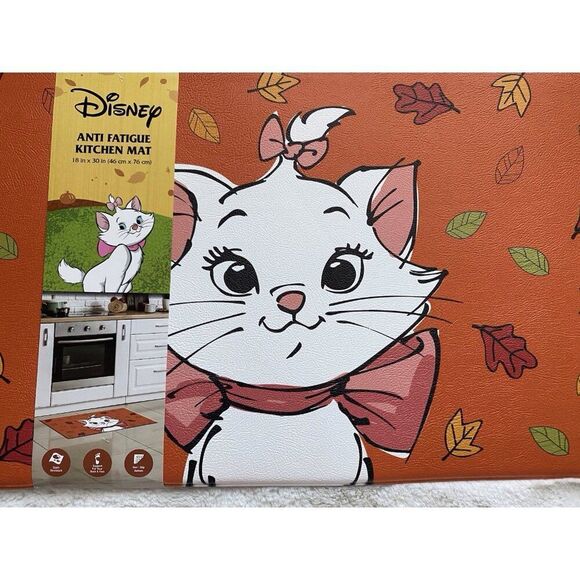 Disney Aristocats Marie Anti Fatigue Kitchen Mat Rug 18”x30” Fall Leaves NEW - Picture 7 of 10